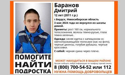 12-летний мальчик пропал по дороге из школы под Новосибирском