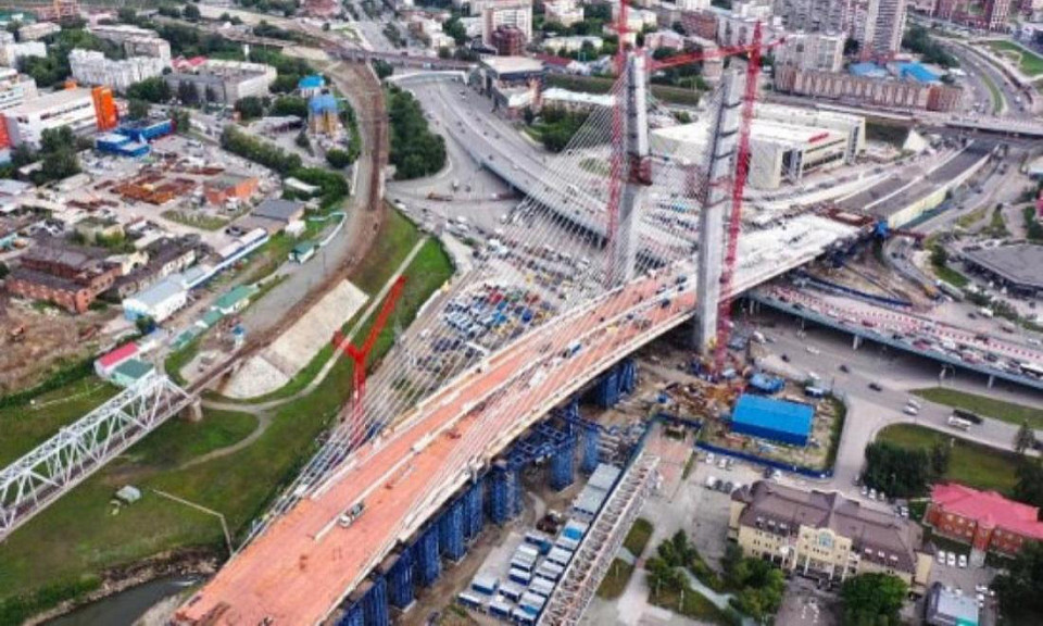 Вантовую систему закончили монтировать на четвёртом мосту Новосибирск
