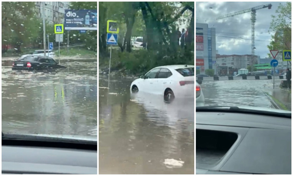 В Новосибирске смыло асфальт в ливень