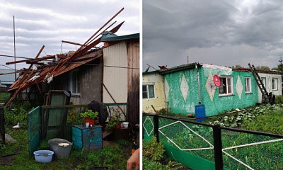 Ураган снёс крыши домов в Новосибирской области