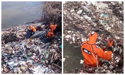 300 мешков мусора вытащили спасатели из реки Тула в Новосибирске
