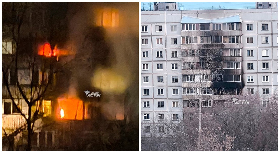 Крупный пожар произошёл в многоэтажке на улице Экваторной в Новосибирске