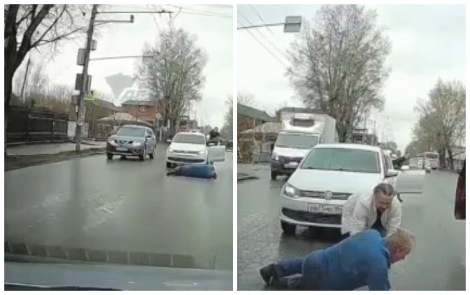 В Октябрьском районе Новосибирска два водителя подрались посреди дороги