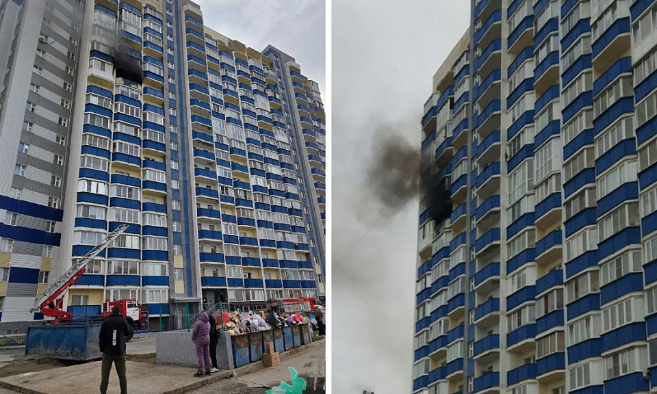 В Новосибирске загорелась квартира в многоэтажке на Одоевского