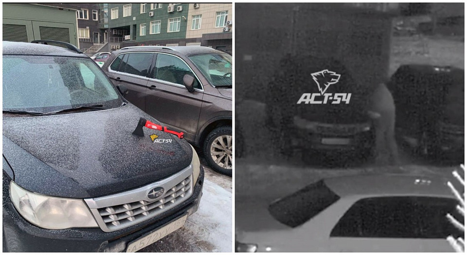 В Новосибирске разыскивают неадекватов, вонзивших топор в капот Subaru Forester