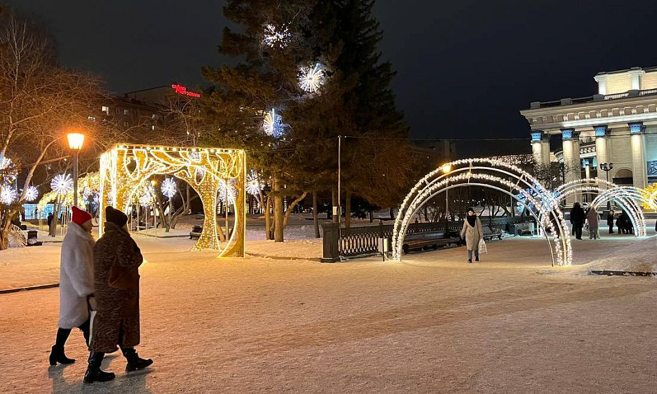 В скверах Новосибирска через 10 дней снимут новогодние украшения