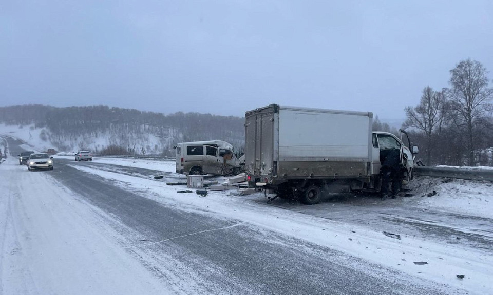 Под Новосибирском произошло смертельное столкновение фургона и микроавтобуса