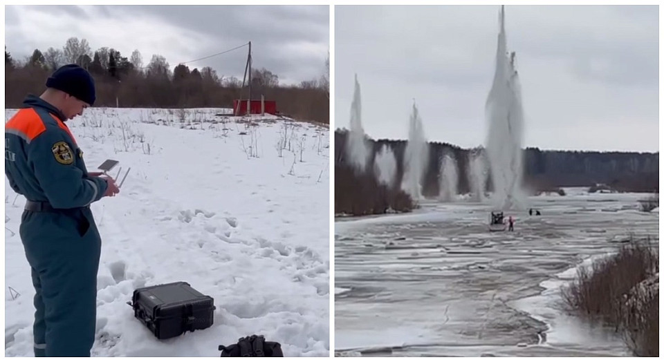 Спасатели взрывают лёд на реках Новосибирской области из-за риска паводка