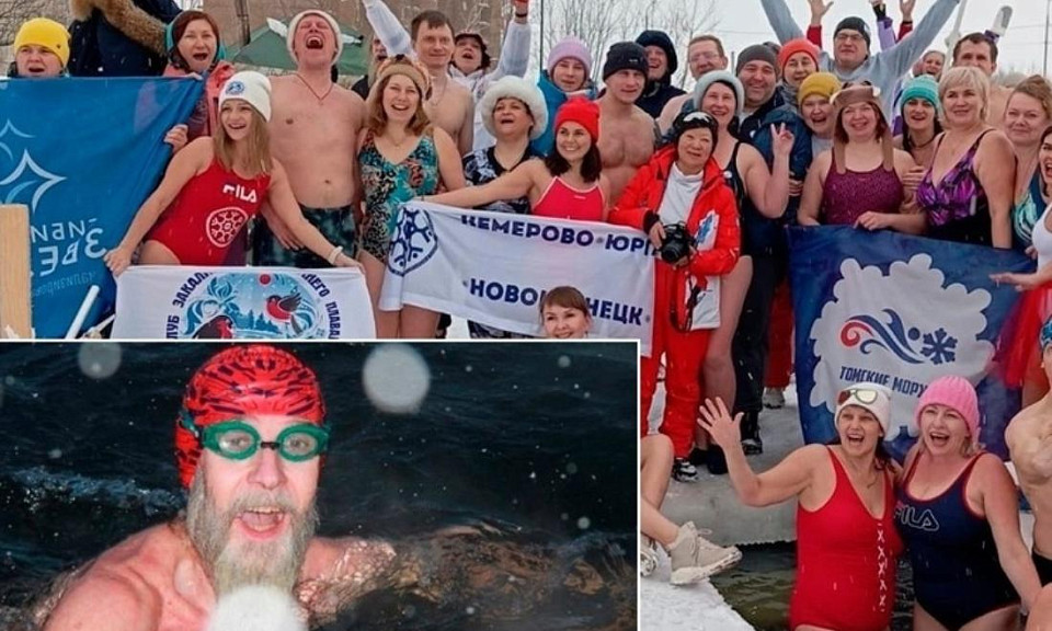 Пенсионер Мамчур из Новосибирска проплыл 3 километра в ледяной воде
