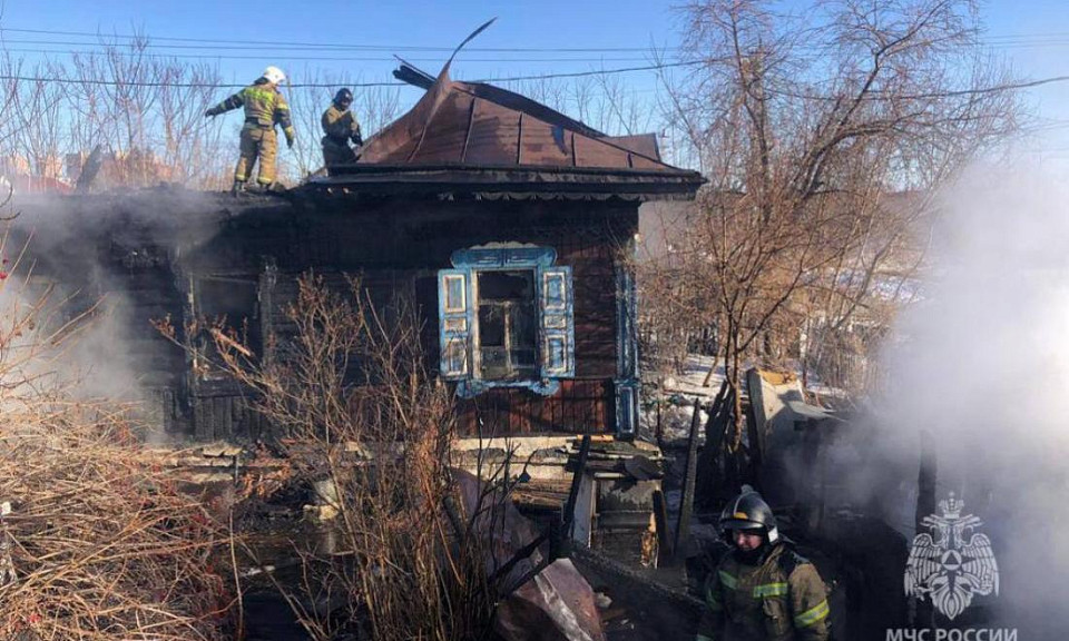 Пожилая женщина с ребёнком спаслись из горящего дома в Новосибирске
