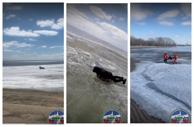 В Новосибирске спасатели чудом успели к провалившемуся под лёд рыбаку